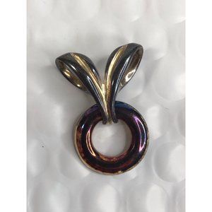 Vintage UTC .925 Sterling Silver Circle Ribbon Sliding Pendant 1X8